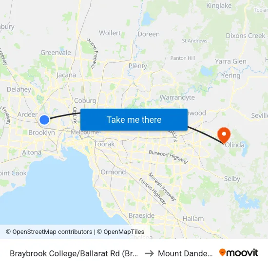 Braybrook College/Ballarat Rd to Mount Dandenong map