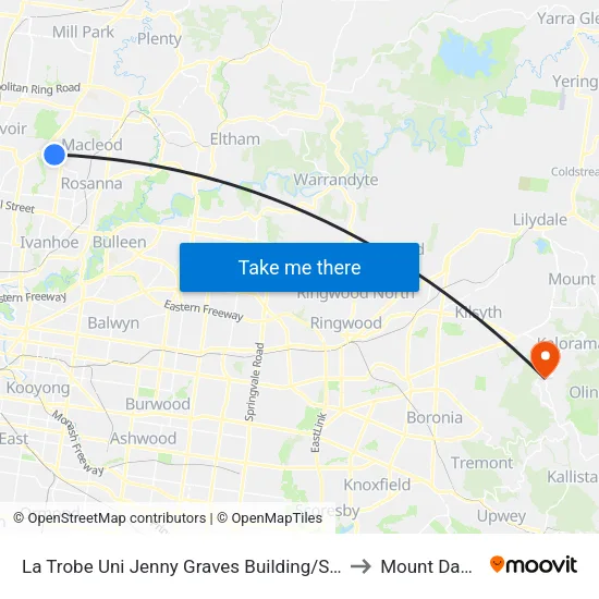 La Trobe Uni Jenny Graves Building/Science Dr to Mount Dandenong map