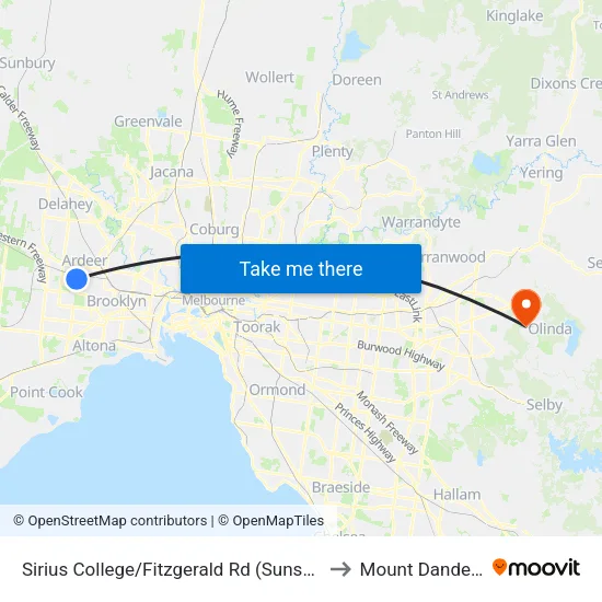 Sirius College/Fitzgerald Rd to Mount Dandenong map