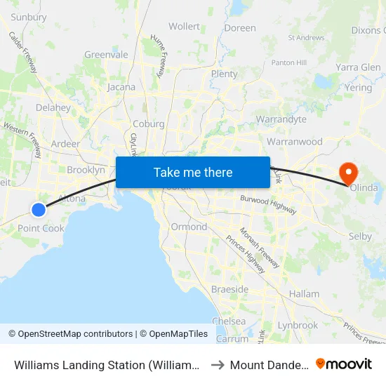 Williams Landing Station to Mount Dandenong map