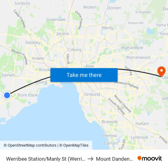 Werribee Station/Manly St (Werribee) to Mount Dandenong map