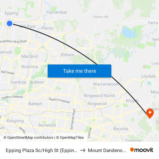 Epping Plaza Sc/High St (Epping) to Mount Dandenong map