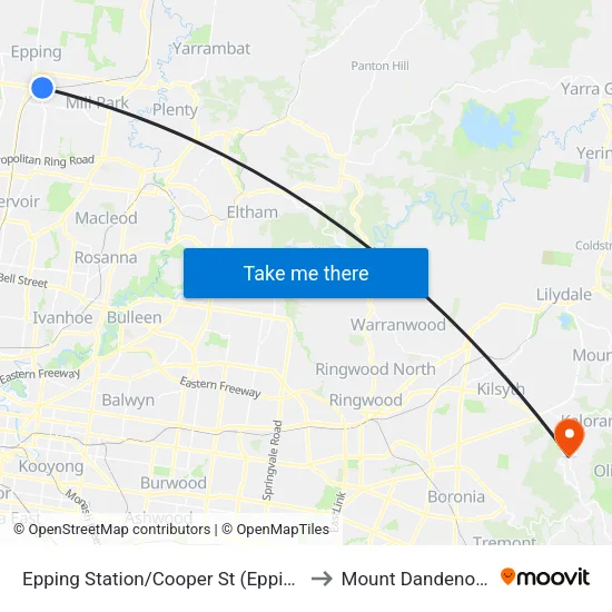Epping Station/Cooper St to Mount Dandenong map