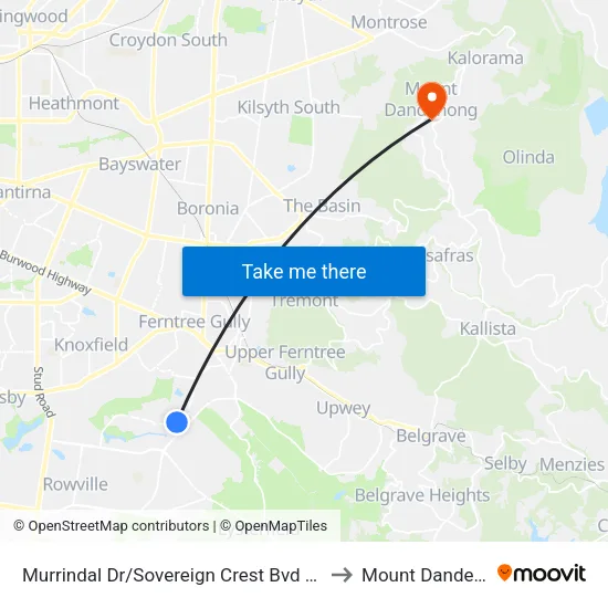 Murrindal Dr/Sovereign Crest Bvd to Mount Dandenong map