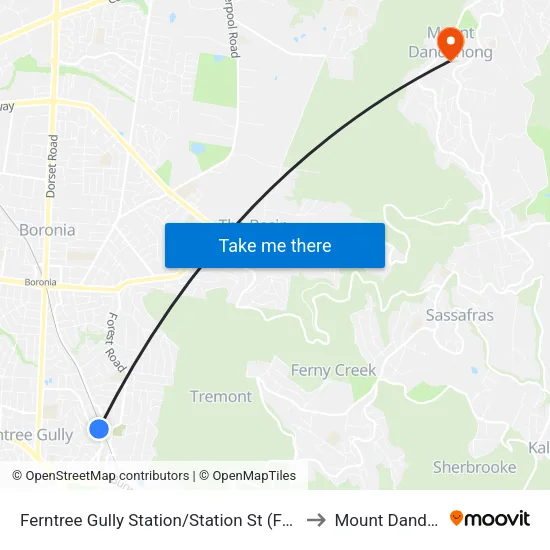 Ferntree Gully Station/Station St to Mount Dandenong map
