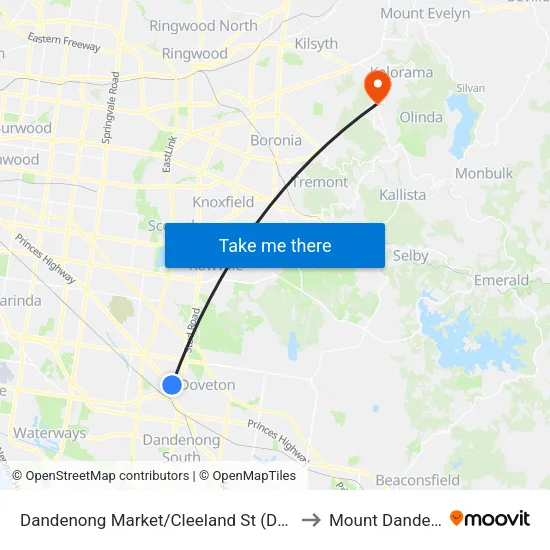 Dandenong Market/Cleeland St to Mount Dandenong map