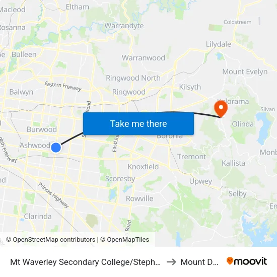 Mt Waverley Sec Col/Stephensons Rd to Mount Dandenong map