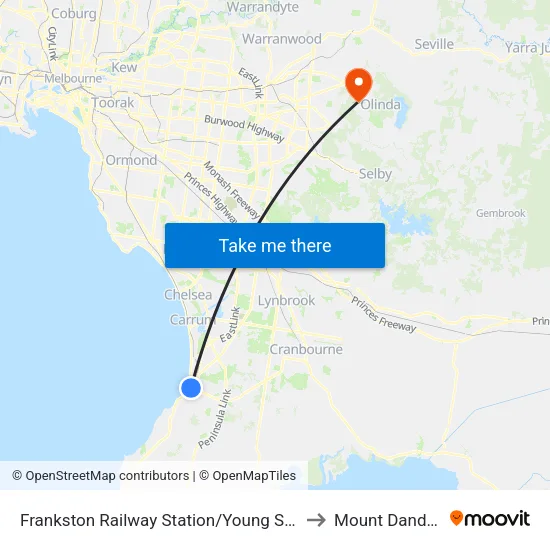Frankston Railway Station/Young St to Mount Dandenong map
