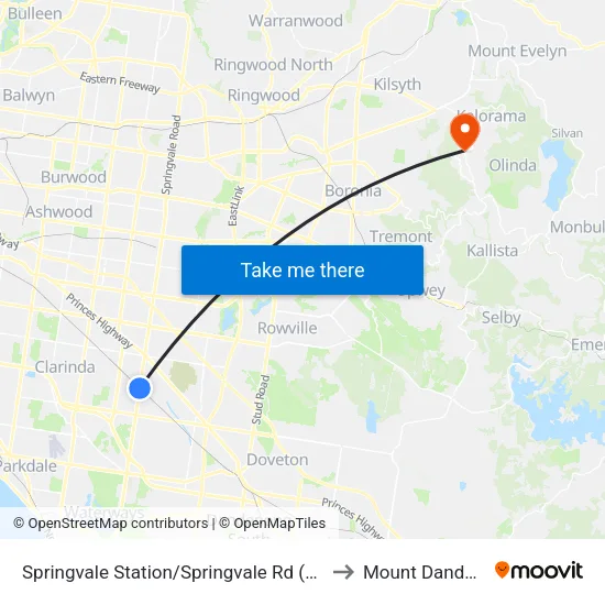 Springvale Station/Springvale Rd to Mount Dandenong map