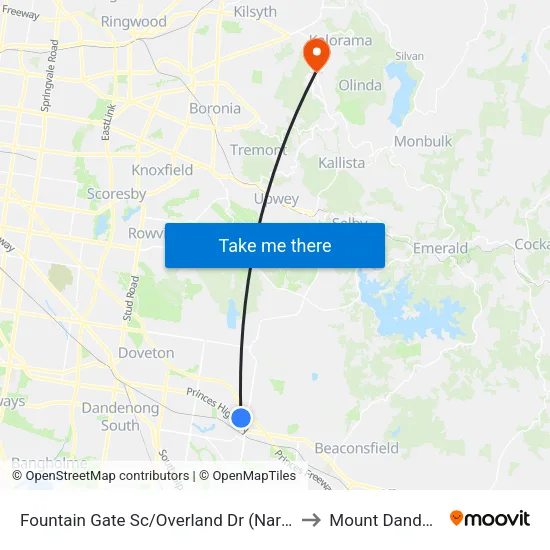 Fountain Gate Sc/Overland Dr to Mount Dandenong map