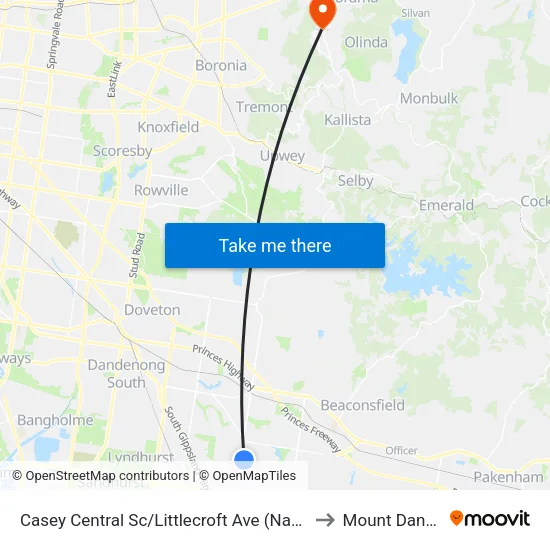Casey Central Sc/Littlecroft Ave to Mount Dandenong map