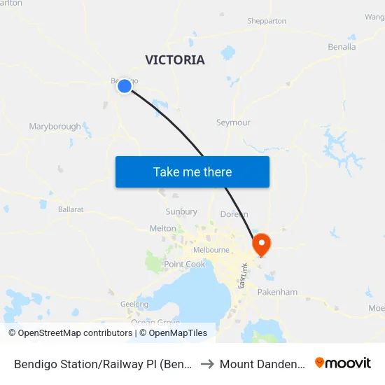 Bendigo Station/Railway Pl to Mount Dandenong map