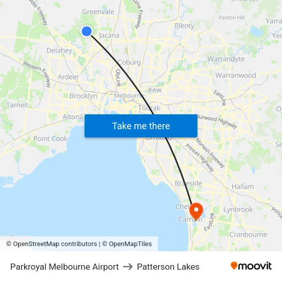 Parkroyal Melbourne Airport to Patterson Lakes map