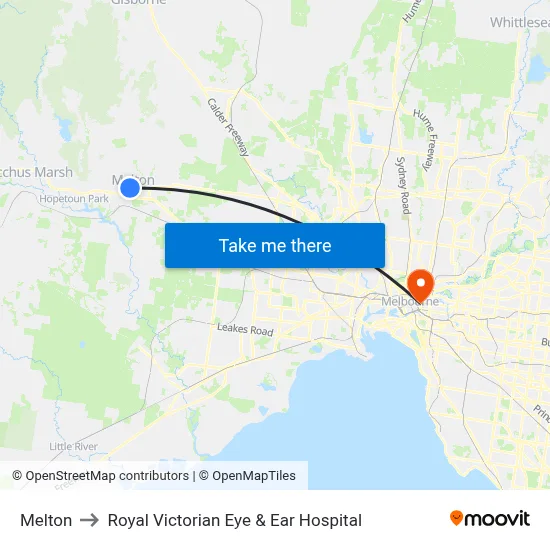 Melton to Royal Victorian Eye & Ear Hospital map