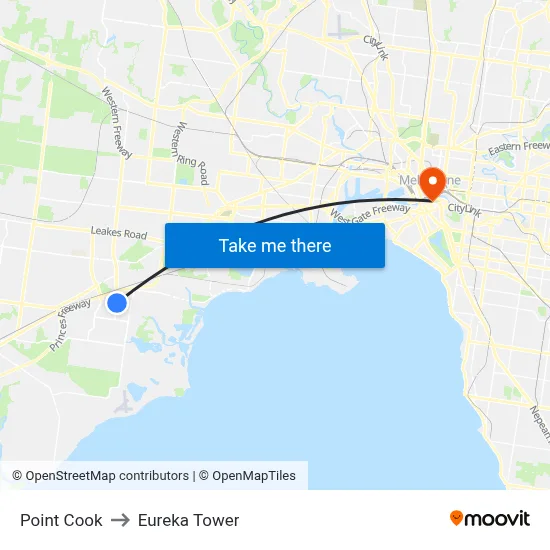 Point Cook to Eureka Tower map