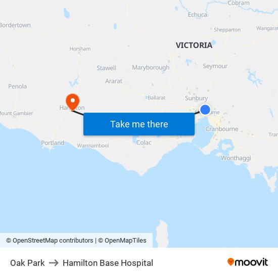 Oak Park to Hamilton Base Hospital map