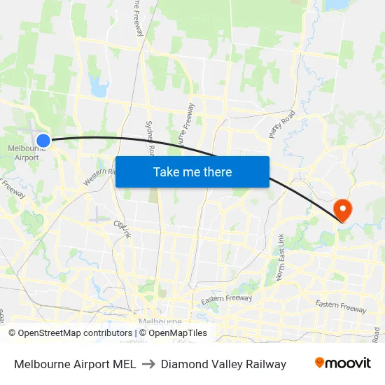 Melbourne Airport MEL to Diamond Valley Railway map