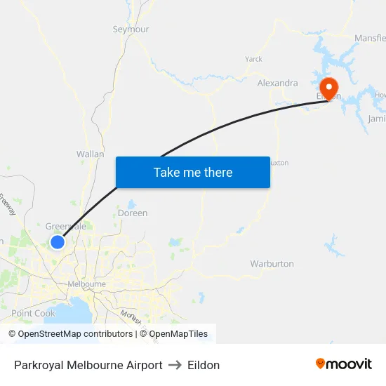 Parkroyal Melbourne Airport to Eildon map