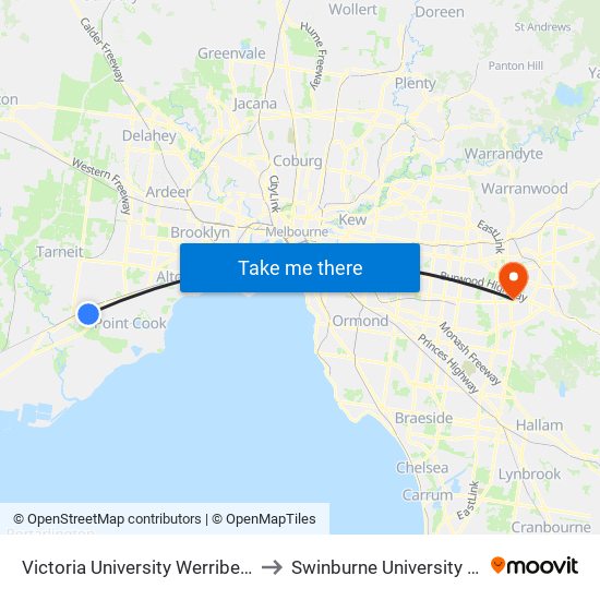 Victoria University Werribee Campus/235 Hoppers Lane (Werribee) to Swinburne University Of Technology - Wantirna Campus map