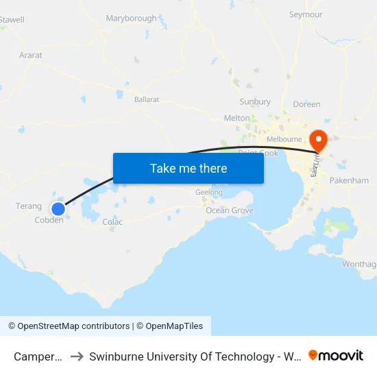 Camperdown to Swinburne University Of Technology - Wantirna Campus map