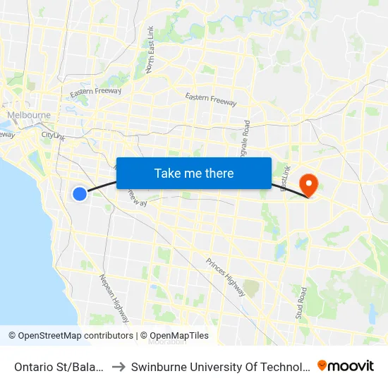 Ontario St/Balaclava Rd #44 to Swinburne University Of Technology - Wantirna Campus map