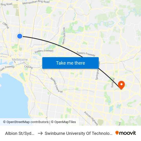 Albion St/Sydney Rd #26 to Swinburne University Of Technology - Wantirna Campus map