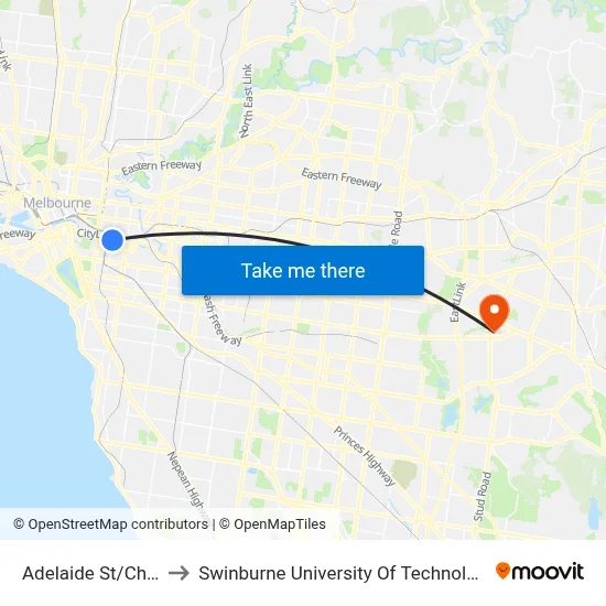 Adelaide St/Church St #55 to Swinburne University Of Technology - Wantirna Campus map