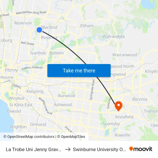 La Trobe Uni Jenny Graves Building/Science Dr to Swinburne University Of Technology - Wantirna Campus map
