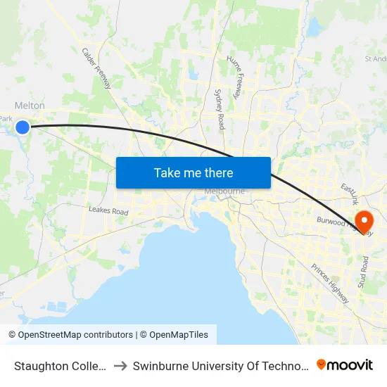 Staughton College/Wilson Rd to Swinburne University Of Technology - Wantirna Campus map