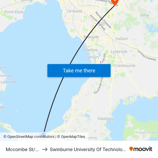 Mccombe St/Thomas St to Swinburne University Of Technology - Wantirna Campus map