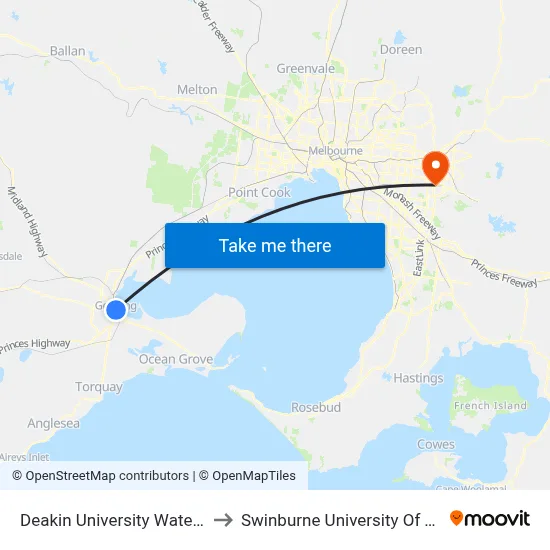 Deakin University Waterfront Campus/Brougham St to Swinburne University Of Technology - Wantirna Campus map