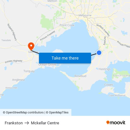 Frankston to Mckellar Centre map