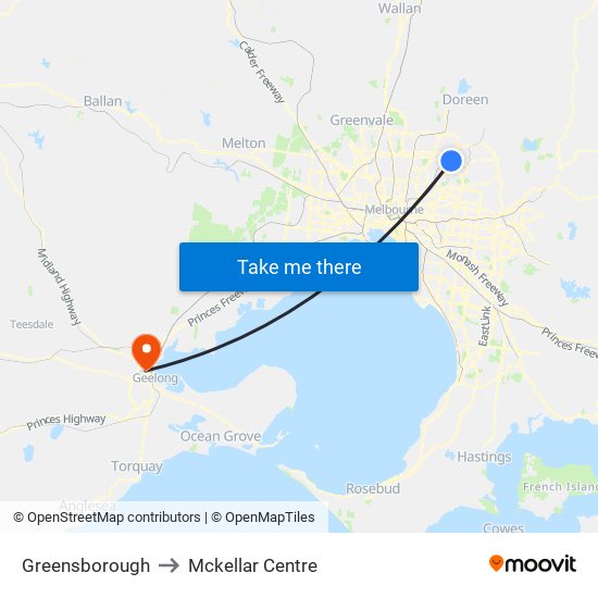 Greensborough to Mckellar Centre map