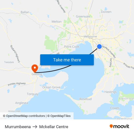 Murrumbeena to Mckellar Centre map