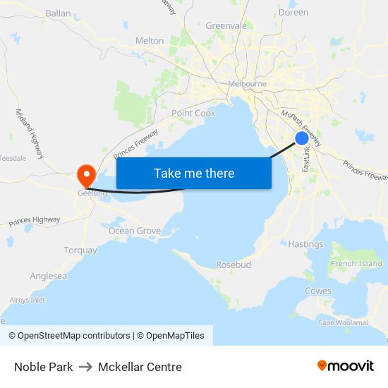 Noble Park to Mckellar Centre map