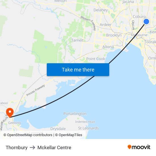 Thornbury to Mckellar Centre map