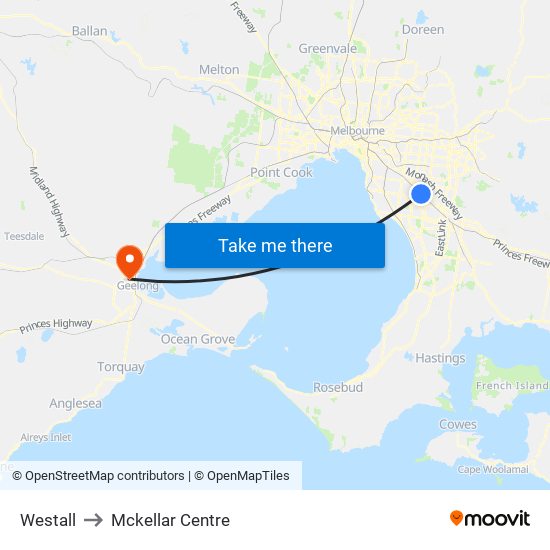 Westall to Mckellar Centre map