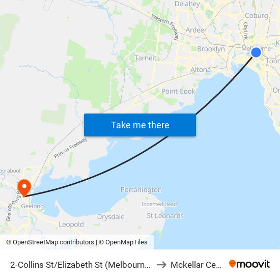 2-Collins St/Elizabeth St (Melbourne City) to Mckellar Centre map