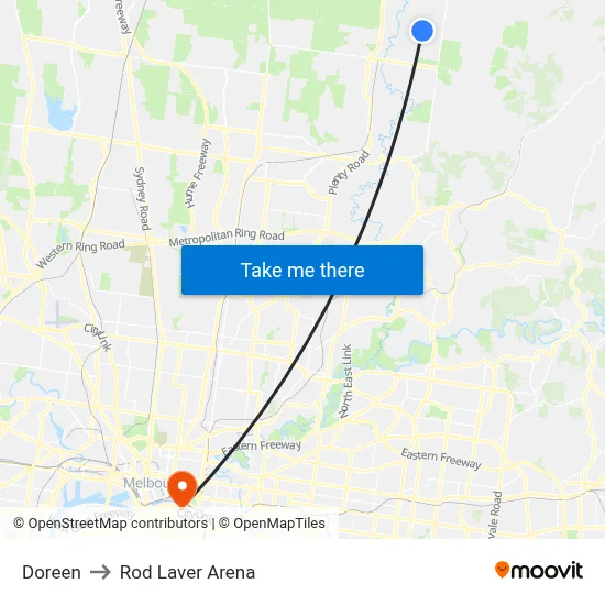 Doreen to Rod Laver Arena map