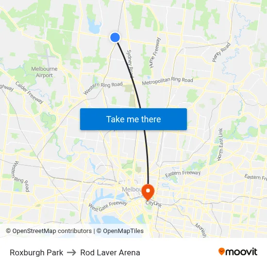 Roxburgh Park to Rod Laver Arena map