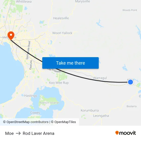 Moe to Rod Laver Arena map