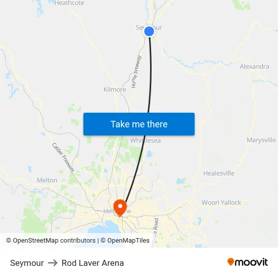 Seymour to Rod Laver Arena map