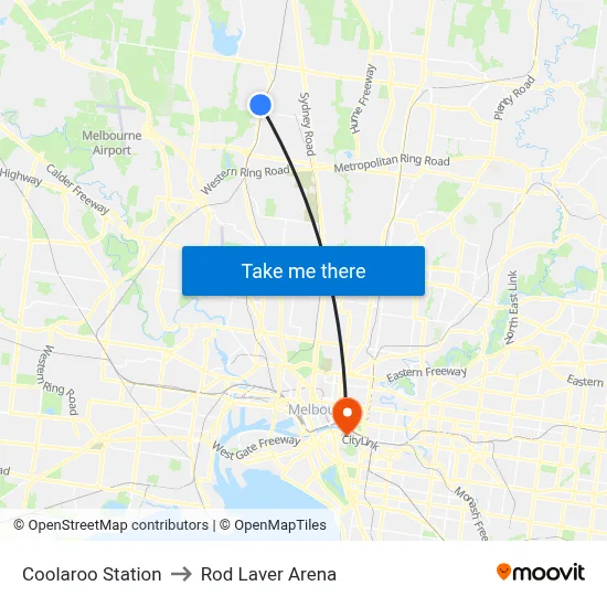Coolaroo Station to Rod Laver Arena map