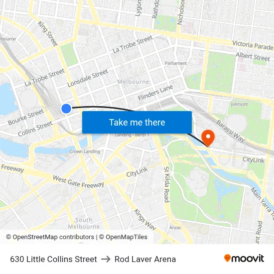 630 Little Collins Street to Rod Laver Arena map