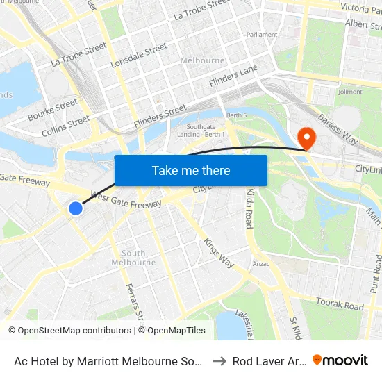 Ac Hotel by Marriott Melbourne Southbank to Rod Laver Arena map
