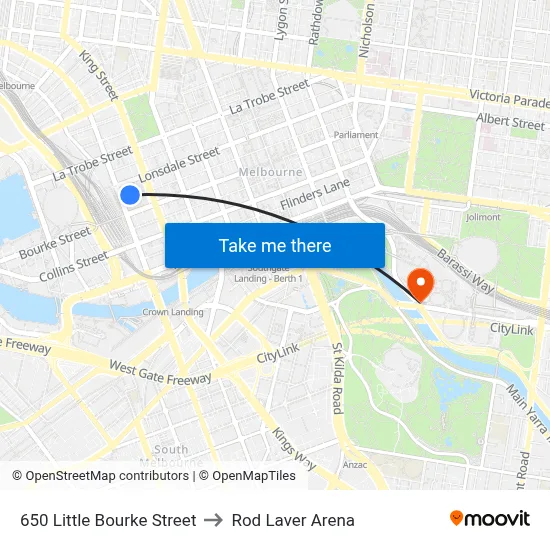 650 Little Bourke Street to Rod Laver Arena map