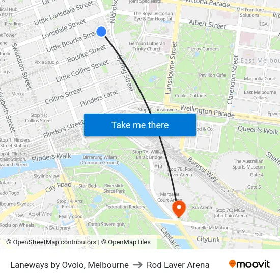 Laneways by Ovolo, Melbourne to Rod Laver Arena map
