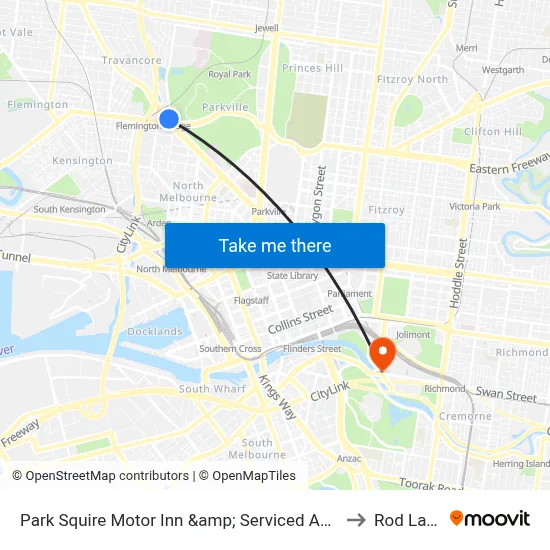 Park Squire Motor Inn &amp; Serviced Apartments - Free Car Park, Melbourne to Rod Laver Arena map