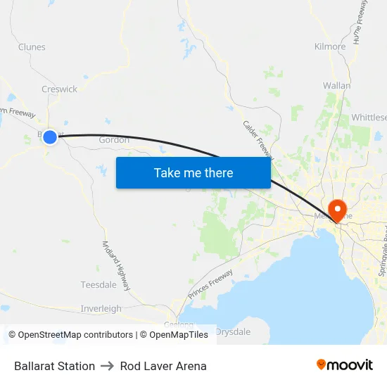 Ballarat Station to Rod Laver Arena map