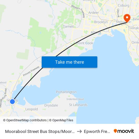 Moorabool Street Bus Stops/Moorabool St (Geelong) to Epworth Freemasons map